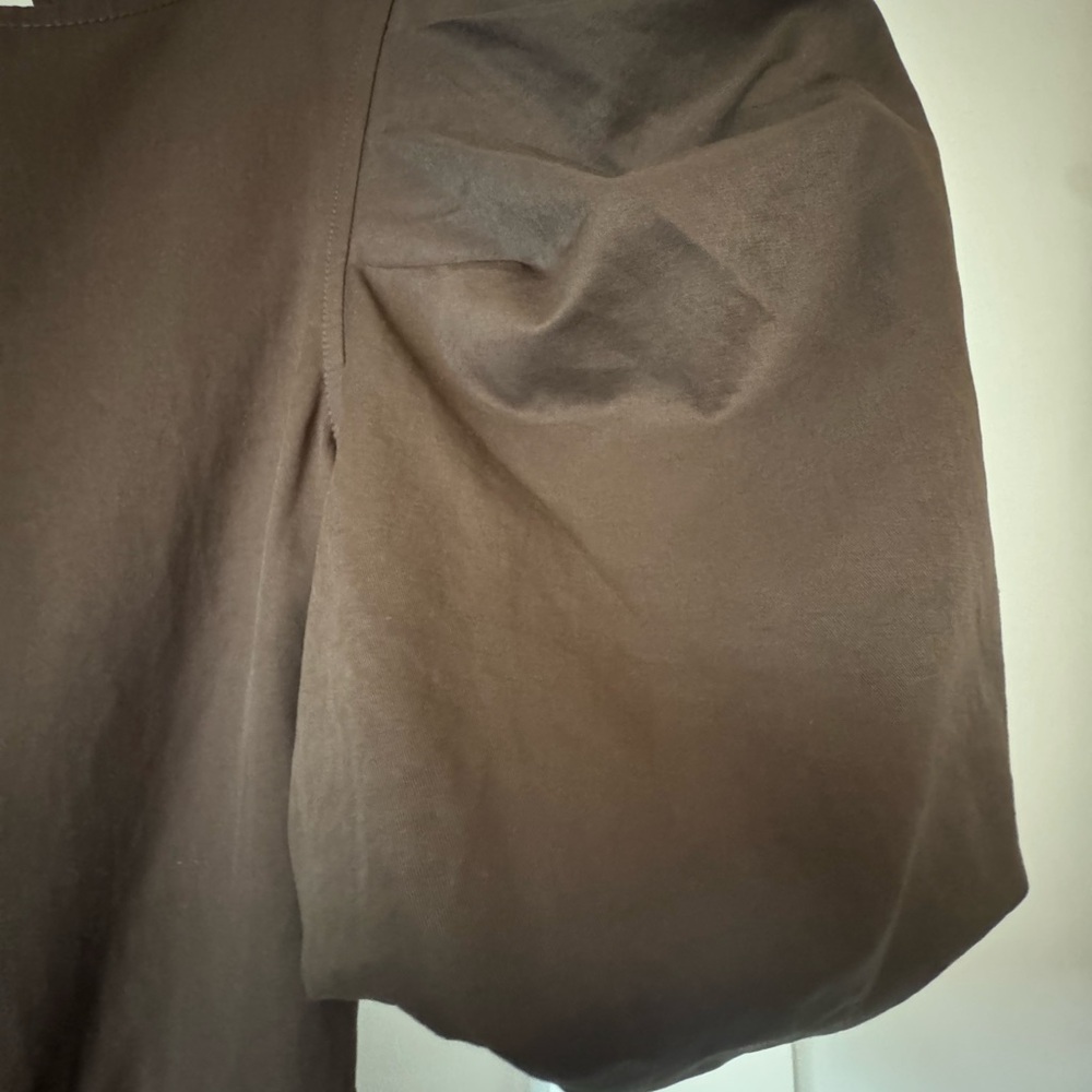 Anthropology En Saison Chocolate Short Puff Sleeve, backless Jumpsuit - Picture 6 of 8